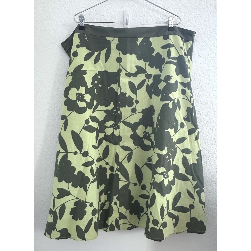 Sherry Taylor Skirt Womens Plus 3X Floral Print A-Line Lined Linen Fairy‎ Garden